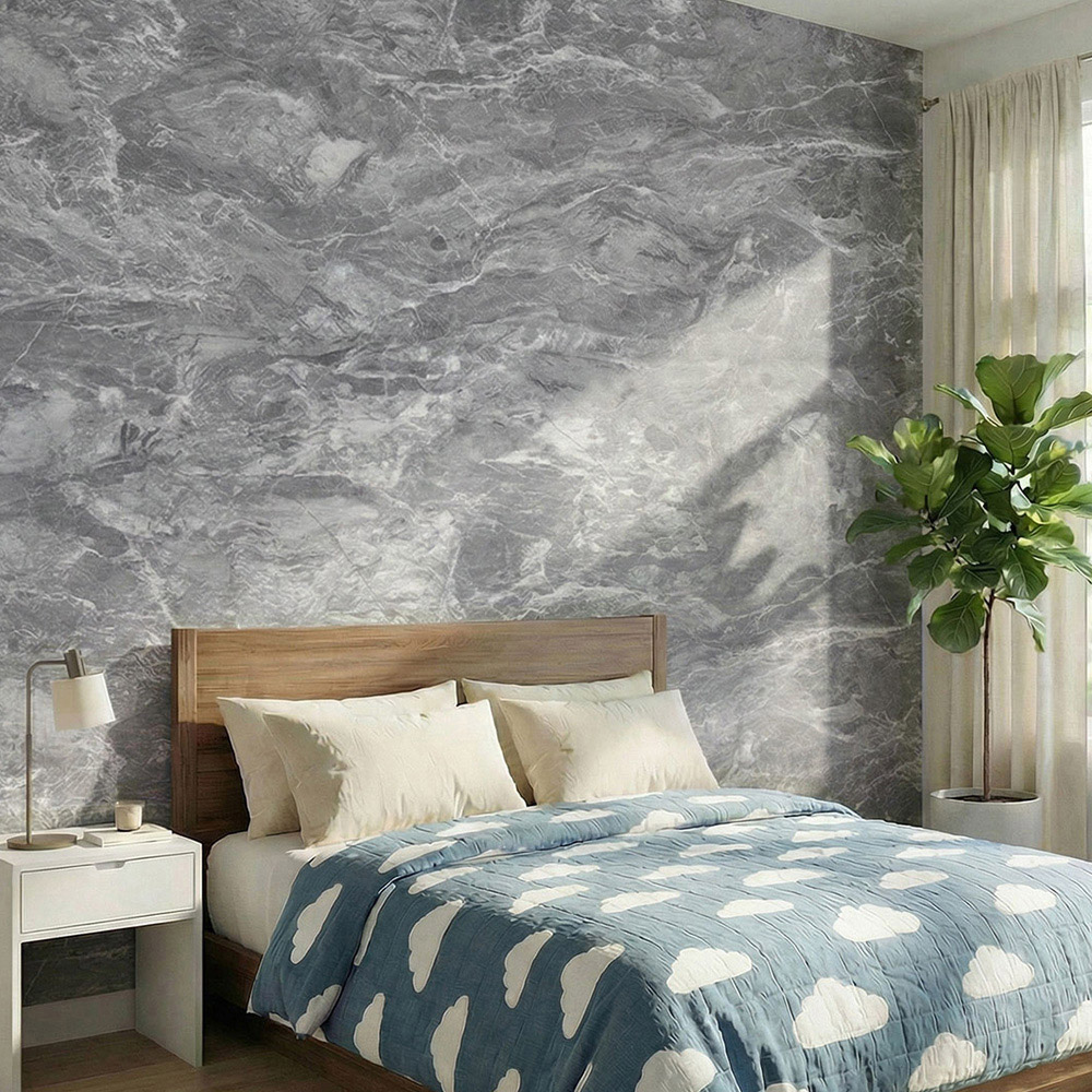 Living and Home Dark Grey PVC Self-Adhesive Flooring Roll 60cm x 5m Image 1