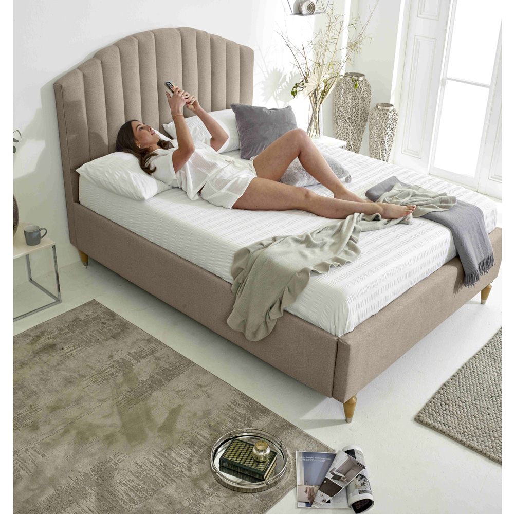 Eleganza Henrik Super King Size Mink Arlington Fabric Bed Frame with Curved Headboard Image 6