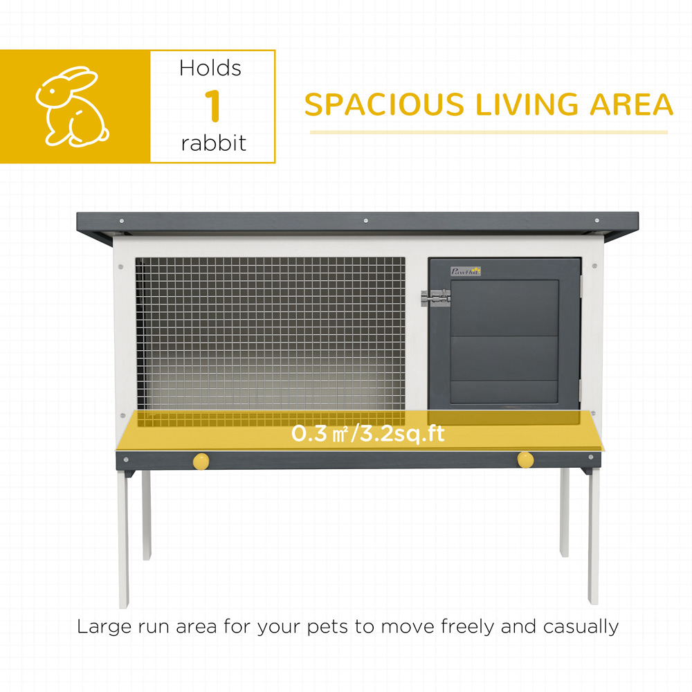 PawHut Wooden Small Animal Hutch with Openable Roof Image 3