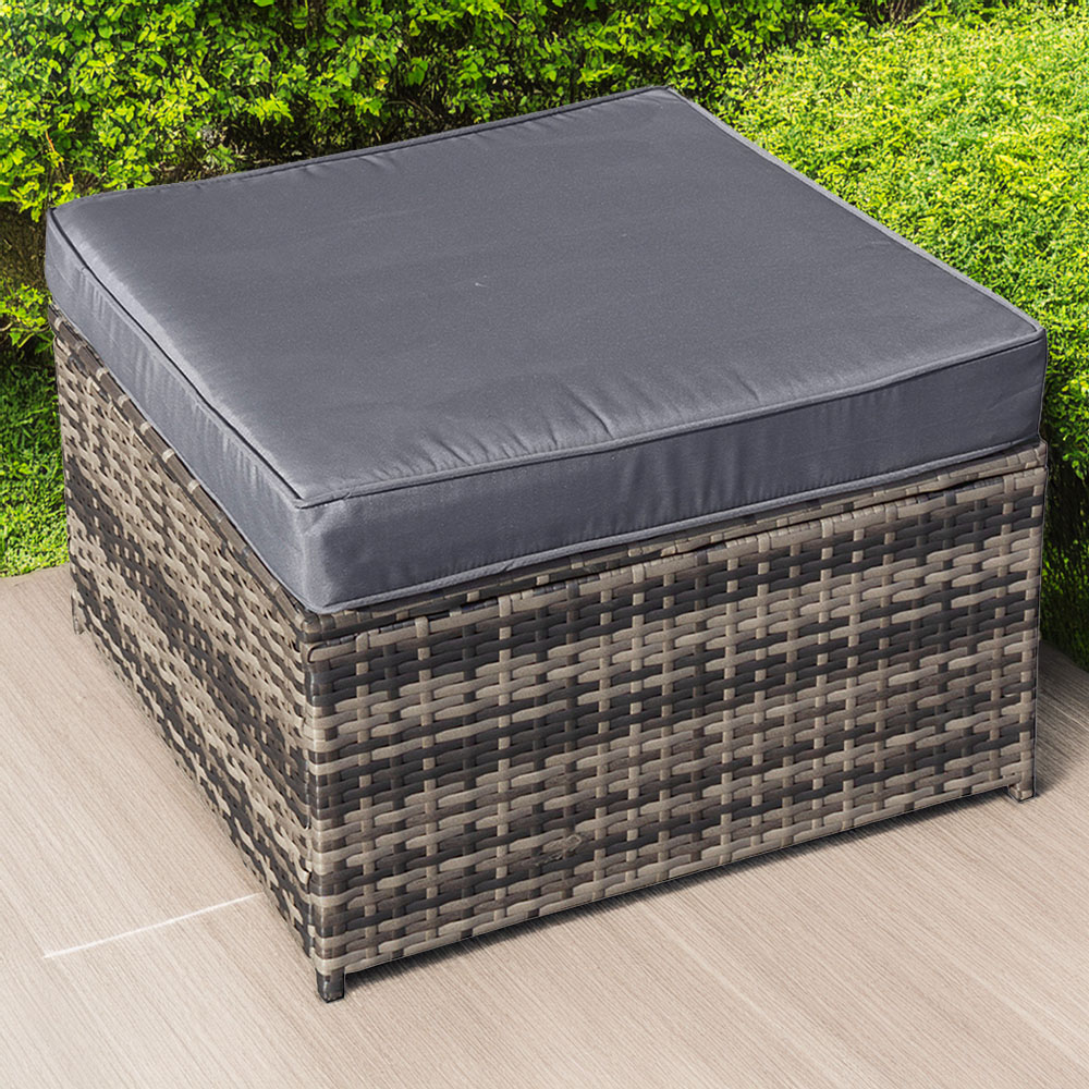 Oseasons Malta Walnut Grey Rattan Footstool Image 1
