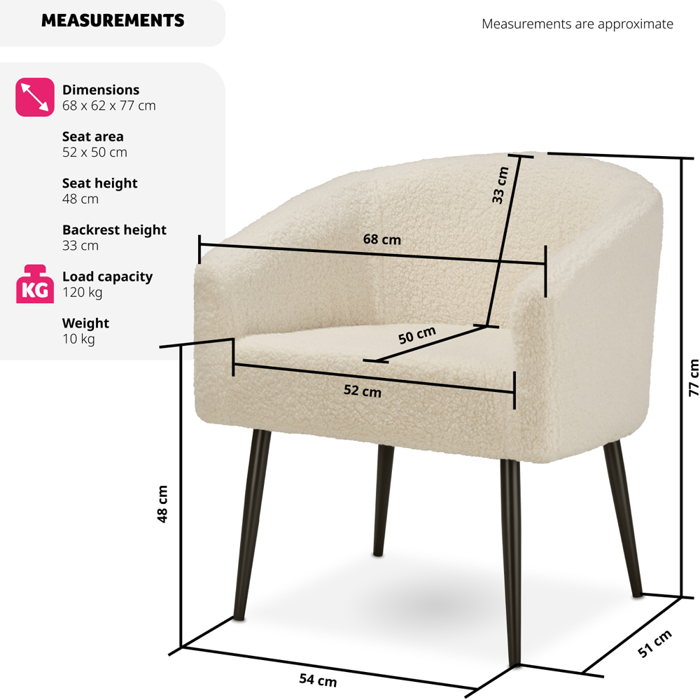 Tectake Mysig Beige Boucle Cover Armchair Image 8