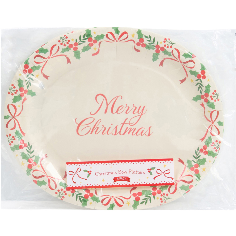 Pack of 4 Christmas Bow Platters Image 2