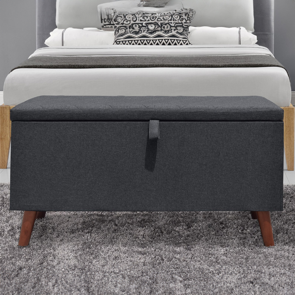 Brooklyn Grey Linen Ottoman Blanket Box Image 1