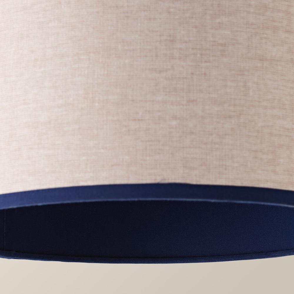 ValueLights Kiara Natural Linen Small Lamp Shade with Navy Trim Inner 25cm Image 3