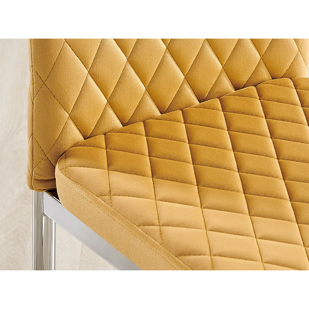 Furniturebox Valera Set of 4 Mustard Yellow and Chrome Velvet Dining Chair Image 5