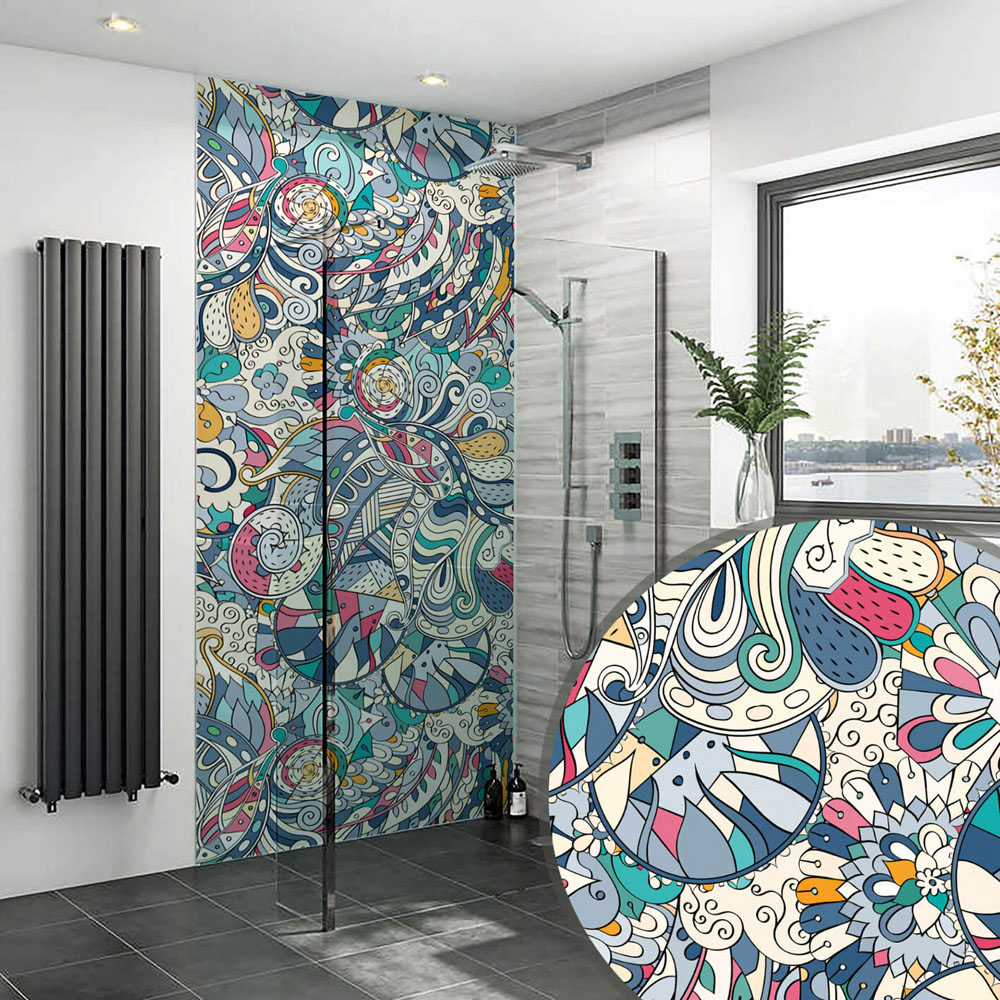 Splashbax Premium Artisan Colourful Doodle Di Bond Shower Panel 2400 x 1220mm Image 5