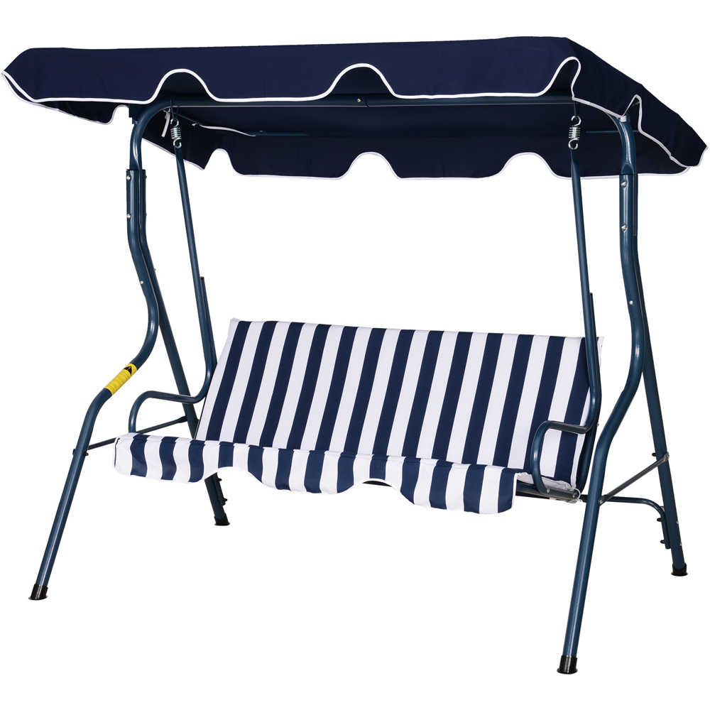 Outsunny 3 Seater Blue Steel Swing Chair with Canopy Image 2