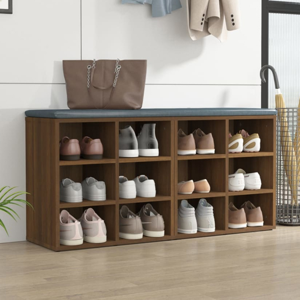 vidaXL 12 Open Shelf Brown Oak Shoe Storage Cabinet Set of 2 Image 1