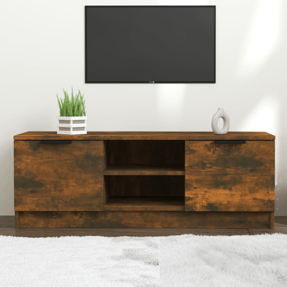 vidaXL 2 Door 2 Shelf Smoked Oak TV Cabinet Image 1