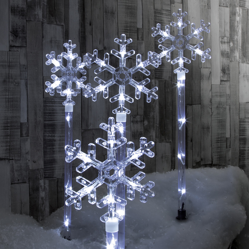 The Christmas Workshop 4 Pack 40 LED White Snowflake Garden Stake Light Image 4