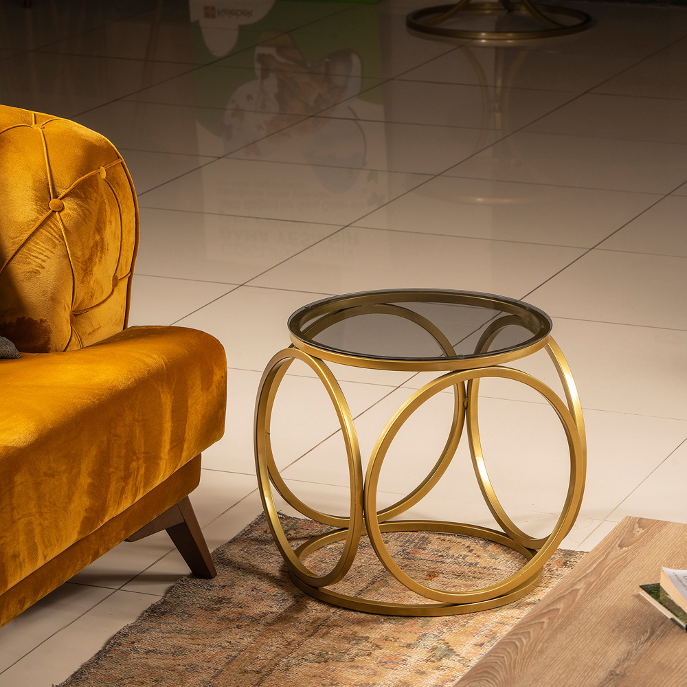 Decorotika Mimo Gold Metal and Glass Coffee Table Image 4