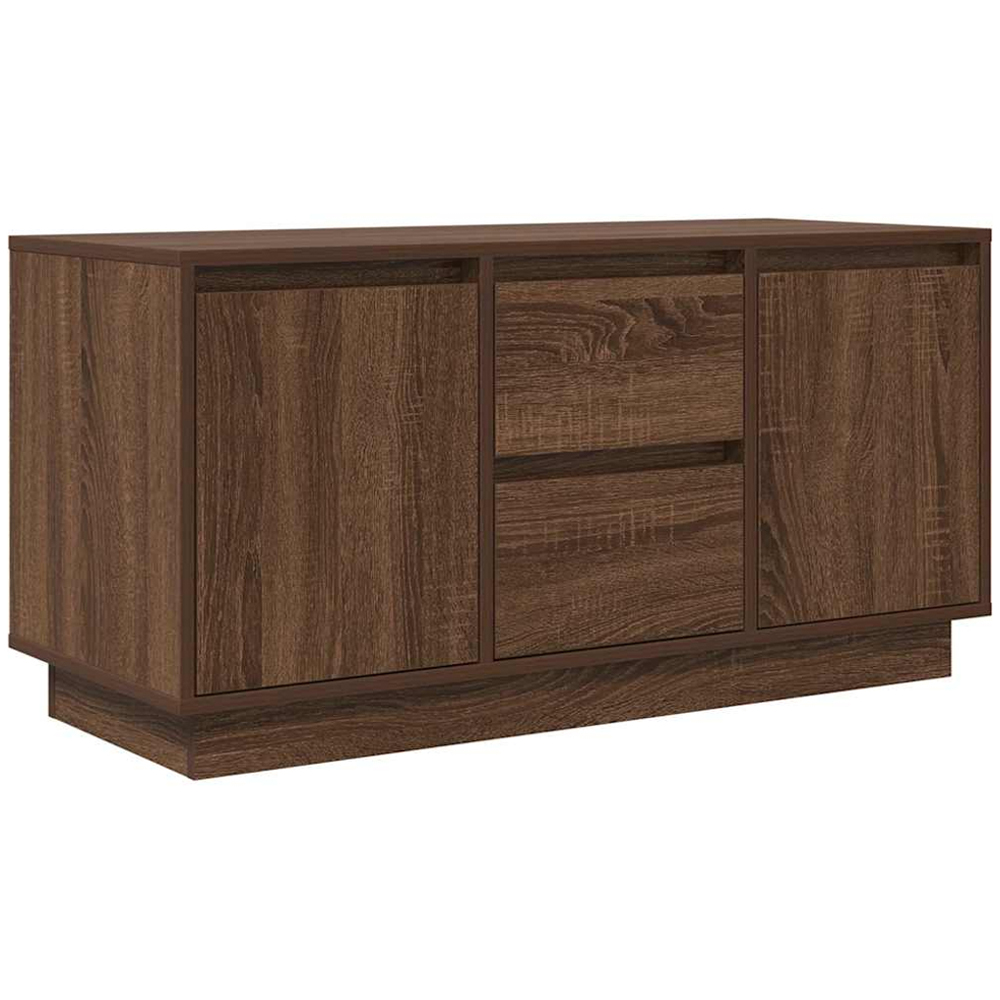 vidaXL 2 Door 2 Drawer Brown Oak Small TV Cabinet with LED Lights Image 3