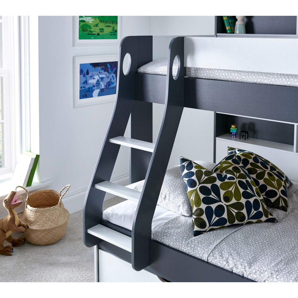 Bedmaster Oliver Triple Sleeper Grey and White Bunk Bed with Spring Mattresses Image 7