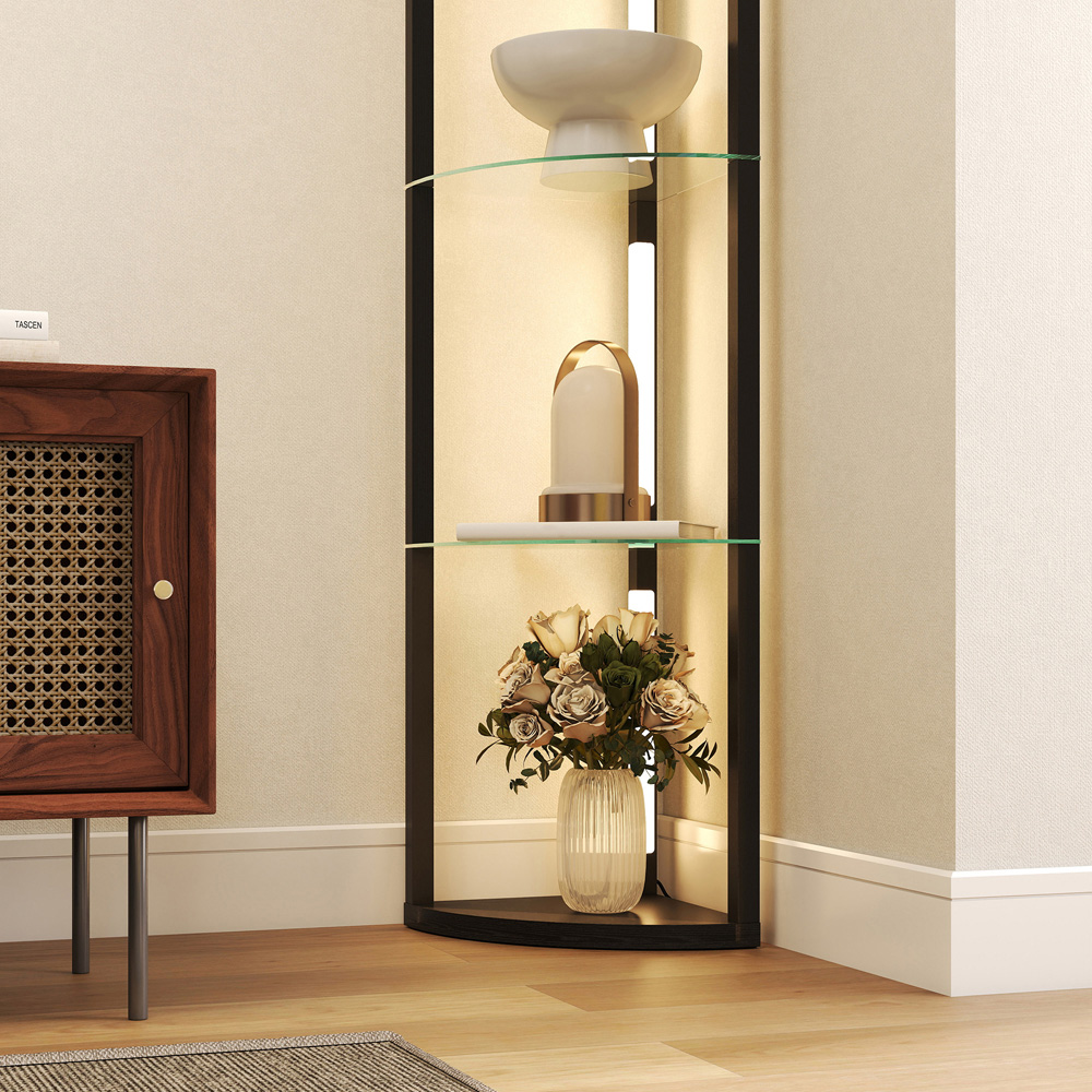 HOMCOM 4 Shelf Corner Dimmable LED Floor Lamp with Foot Switch Image 4