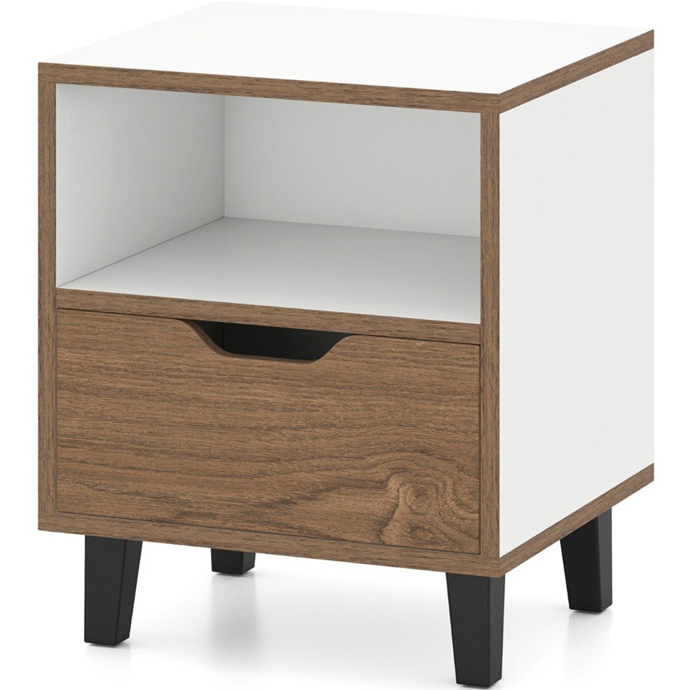 Costway Mid Century White Bedside Table Image 2