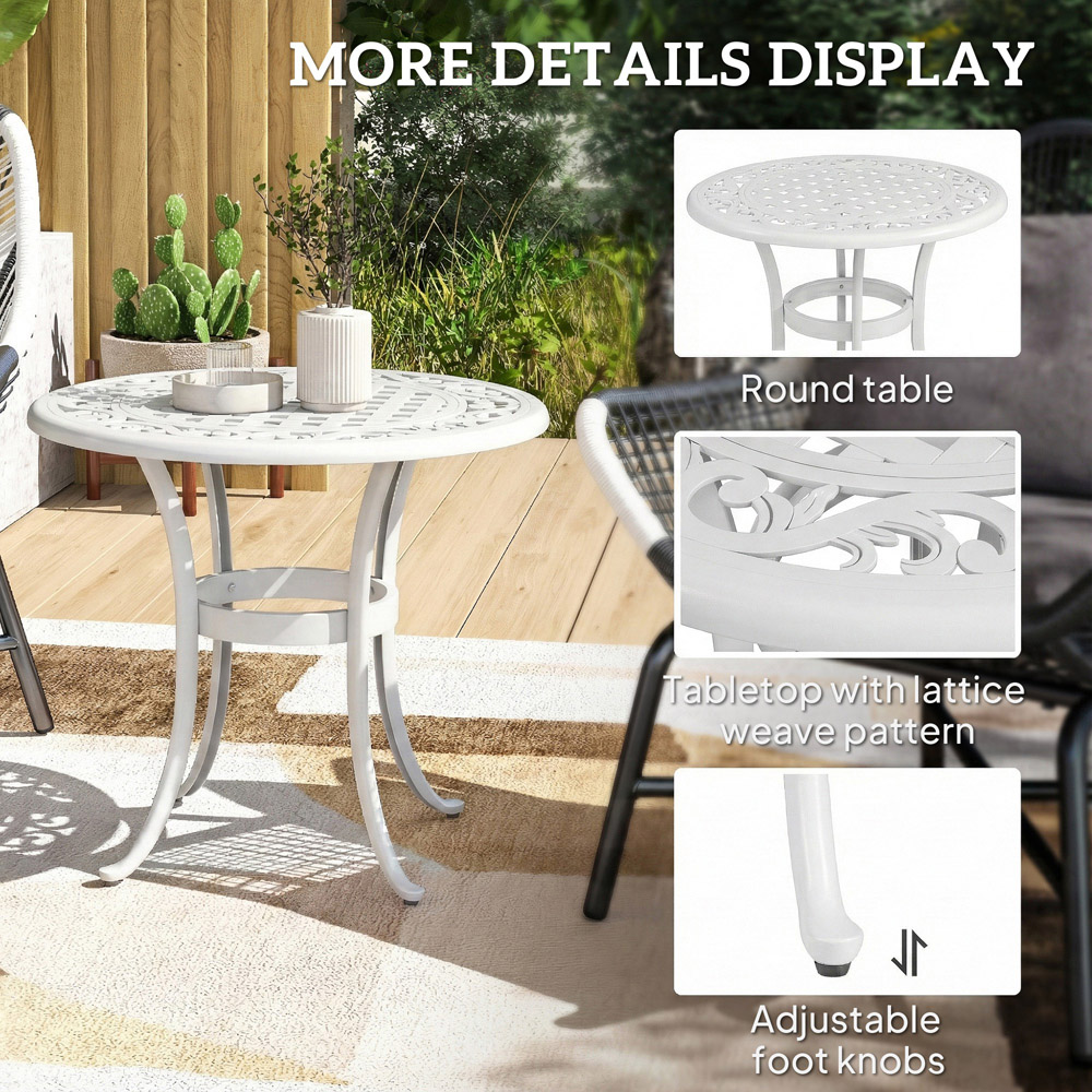 Outsunny White Aluminium Frame Round Garden Table Image 8