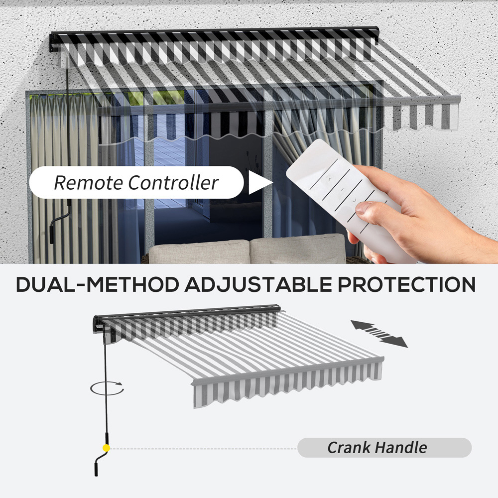 Outsunny Grey and White Electric Retractable Awning with Remote 3 x 2m Image 4