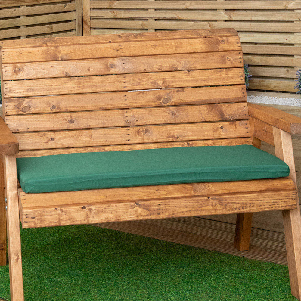 Samuel Alexander 2 Seater Green Wooden Garden Chair Cushion Base 99 x 41cm Image 5