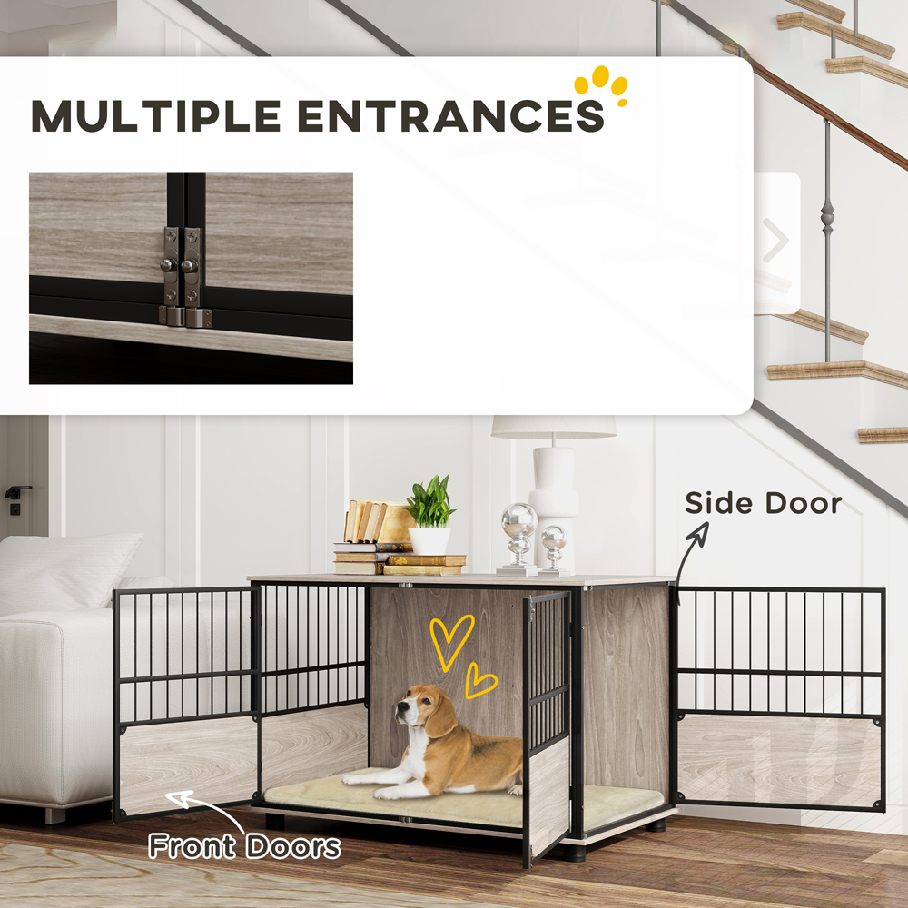 PawHut Dog Crate Furniture End Table with Cushion Image 8