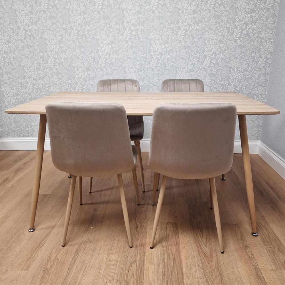 Kosy Koala 4 Seater Wood Effect Padded Dining Set Beige Image 5