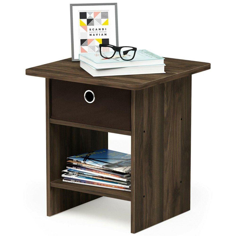 Walplus Dario Single Drawer Single Shelf Dark Brown End Table Image 5