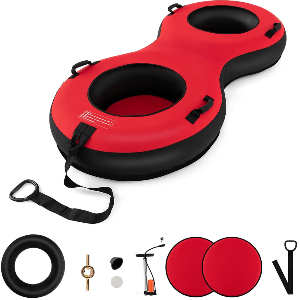 Costway 2 Person Red Inflatable Snow Tube Image 3