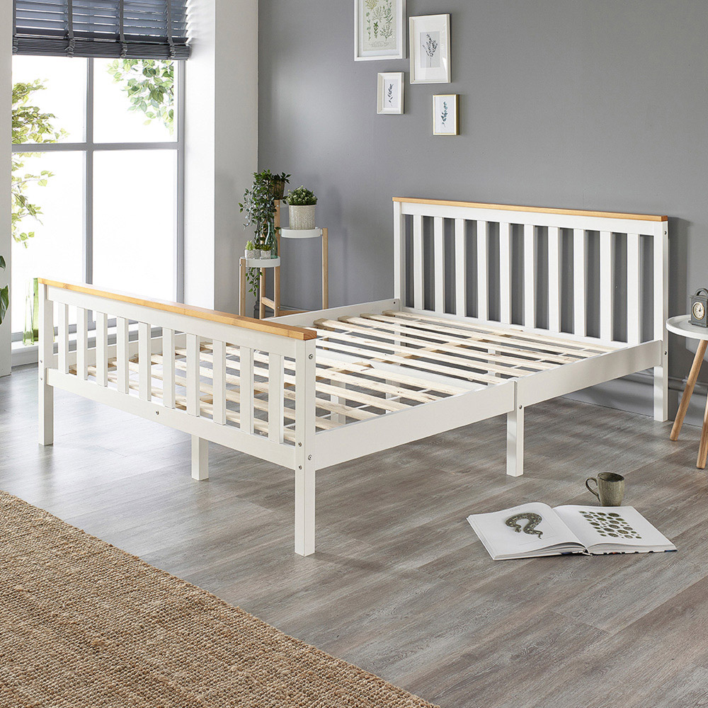Aspire Atlantic Double White with Natural Tops Bed Frame Image 2