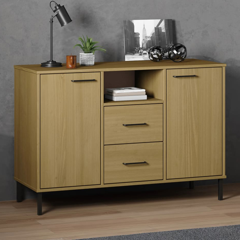 vidaXL Oslo 2 Door 2 Drawer Sideboard with Metal Legs Image 1