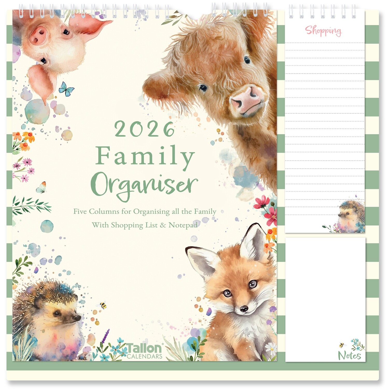 2026 Animal Illustrated Family Organiser Cream Image