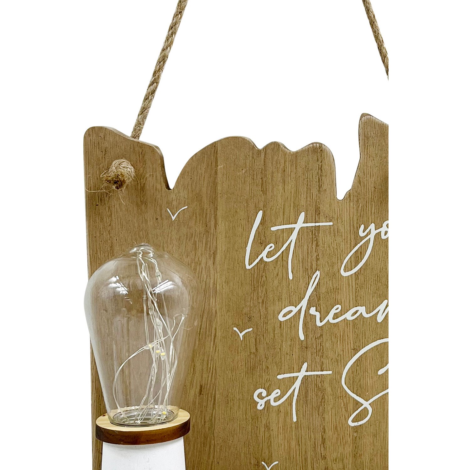 LED Lighthouse Wood Effect Plaque - Brown Image 3