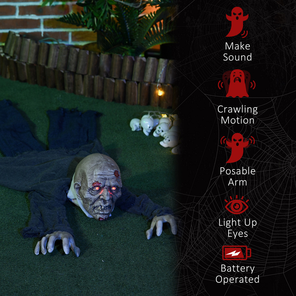HOMCOM Crawling Zombie Sound Activated Outdoor Halloween Decoration 5.2ft Image 8