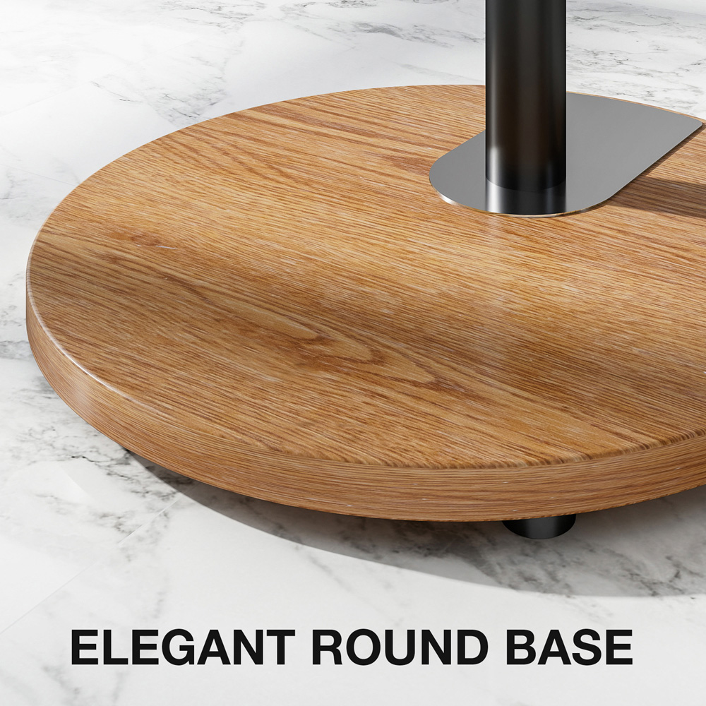 TTAP Black and Circular Oak Base Floor Pedestal TV Stand Image 7