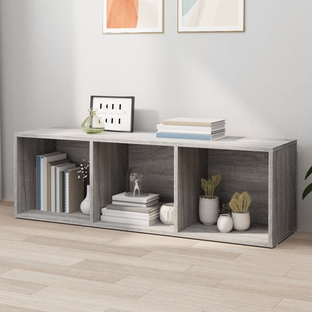 vidaXL 3 Shelf Grey Sonoma Bookcase Image 1