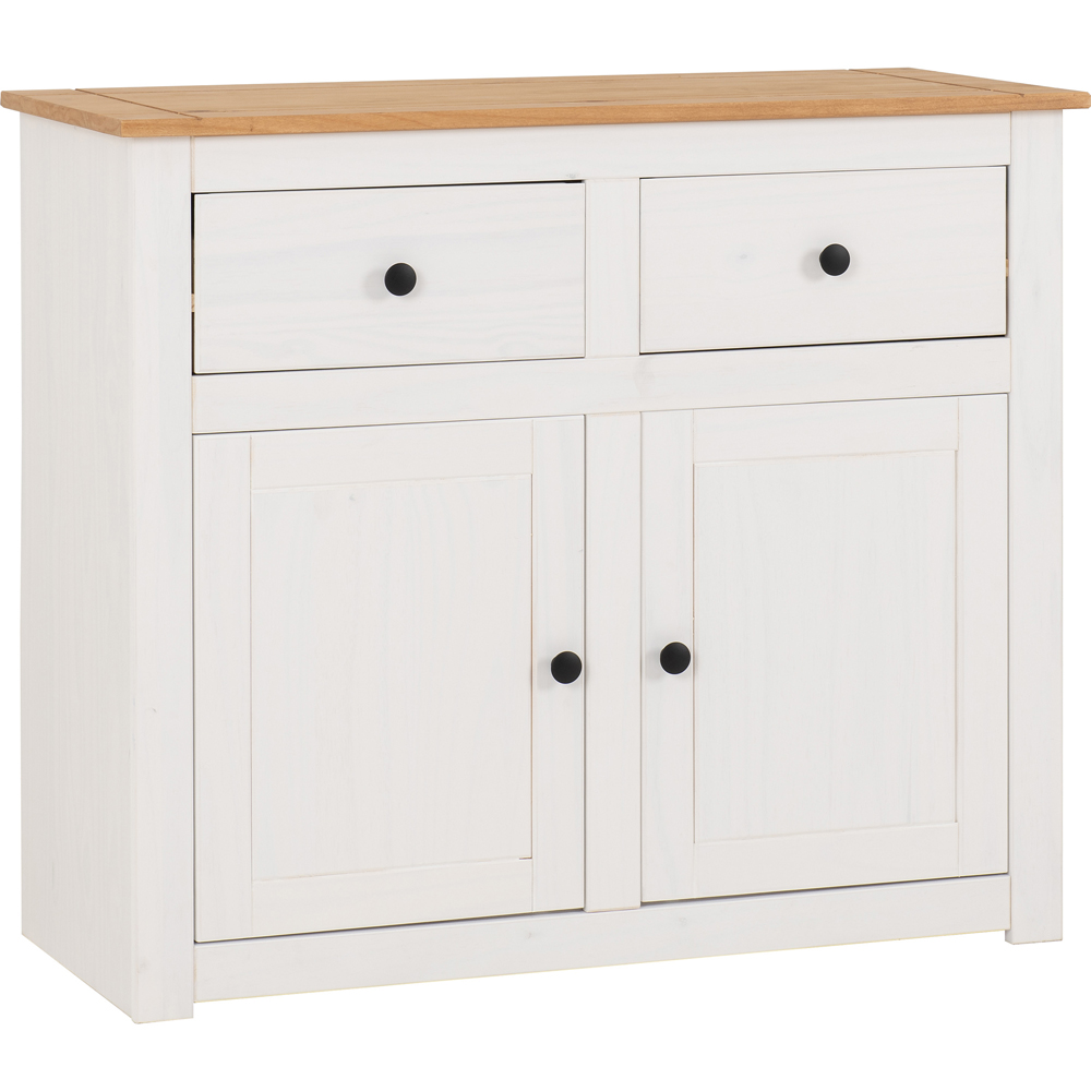 Seconique Panama 2 Door 2 Drawer White and Natural Wax Sideboard Image 2