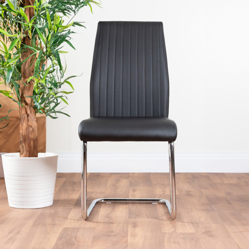 Furniturebox Molini Fortana 6 Seater Dining Set White Gloss Black and Chrome Image 3