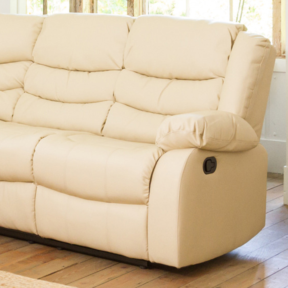 Brooklyn 5 Seater Cream Corner Manual Recliner Sofa Image 4