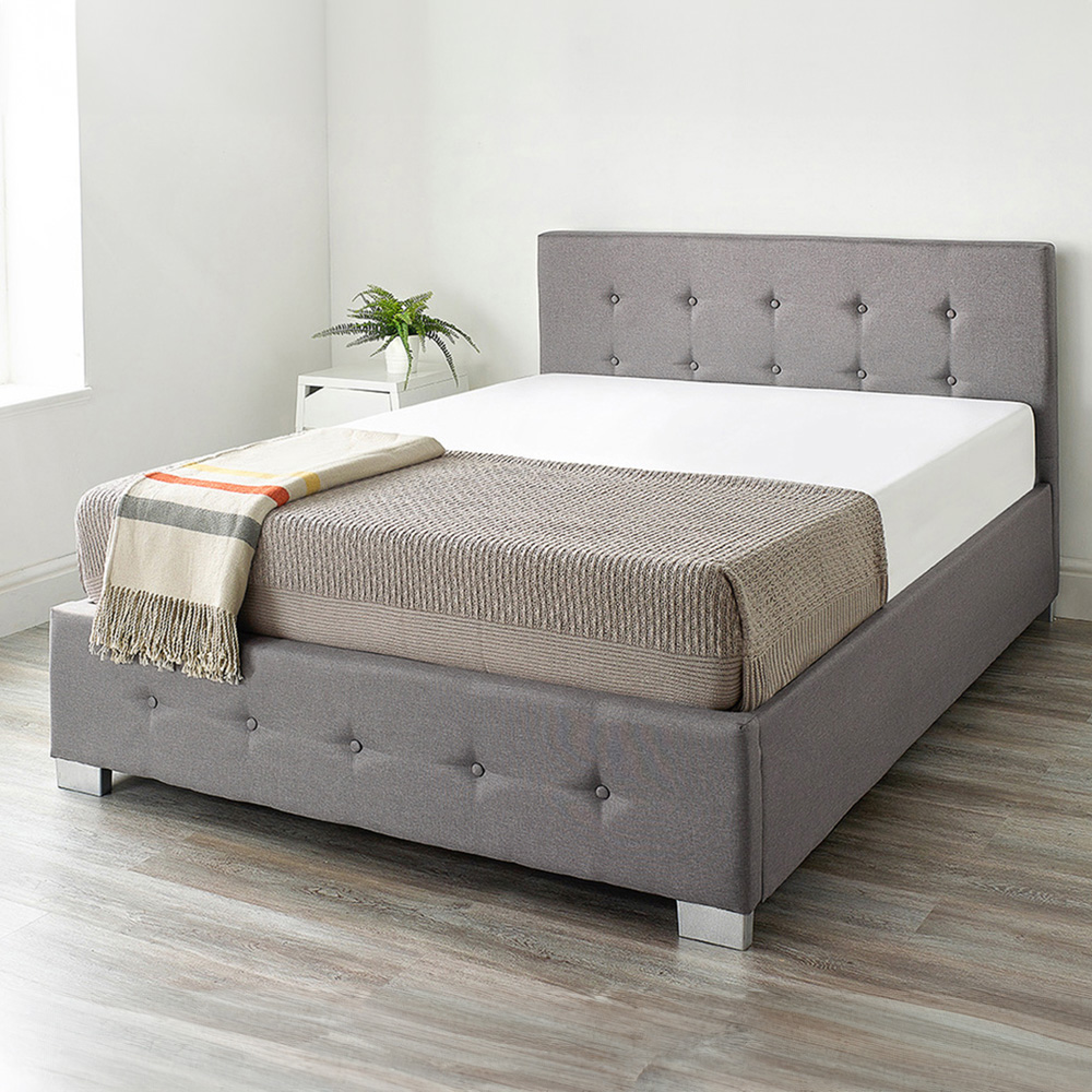 Aspire King Size Grey Linen End Lift Ottoman Storage Bed Image 1