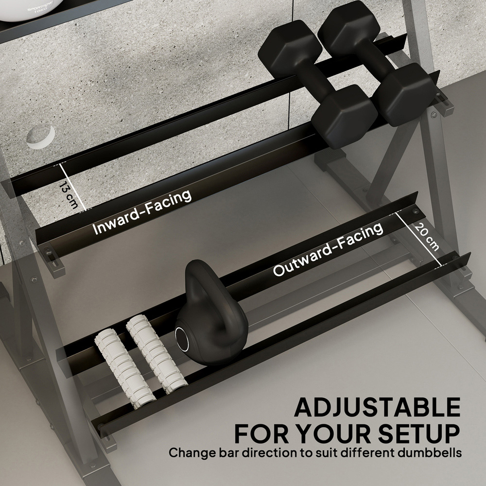 SPORTNOW 3-Tier Black Heavy-Duty Dumbbell Rack Image 4