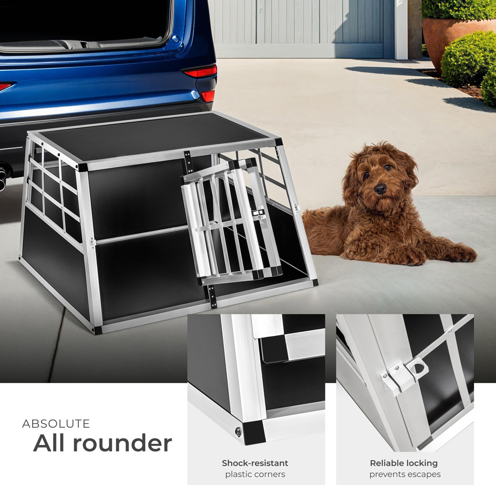 tectake Black Lockable Dog Crate Image 4