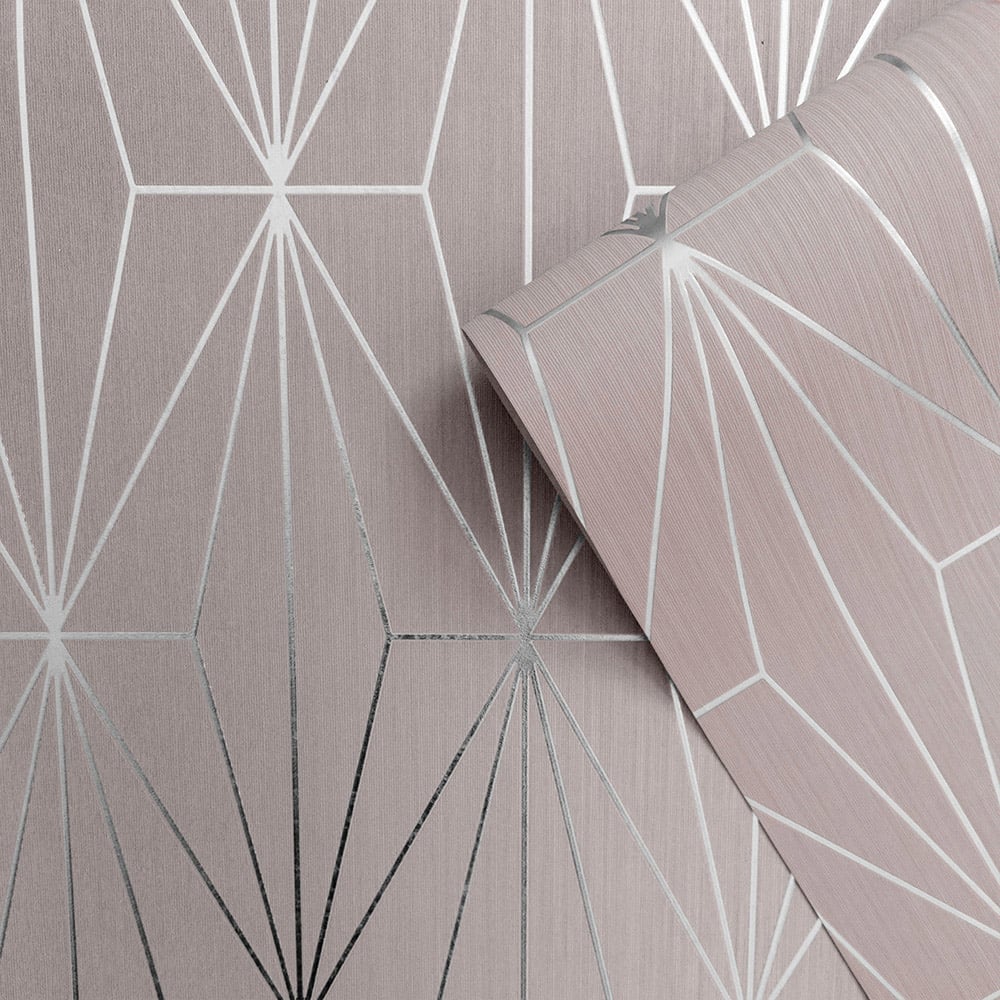 Muriva Kayla Blush and Silver Wallpaper Image 2