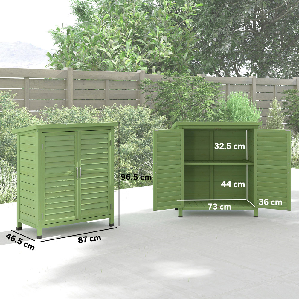 Outsunny 1.5 x 2.8ft Green Solid Wood Garden Storage Shed Image 9