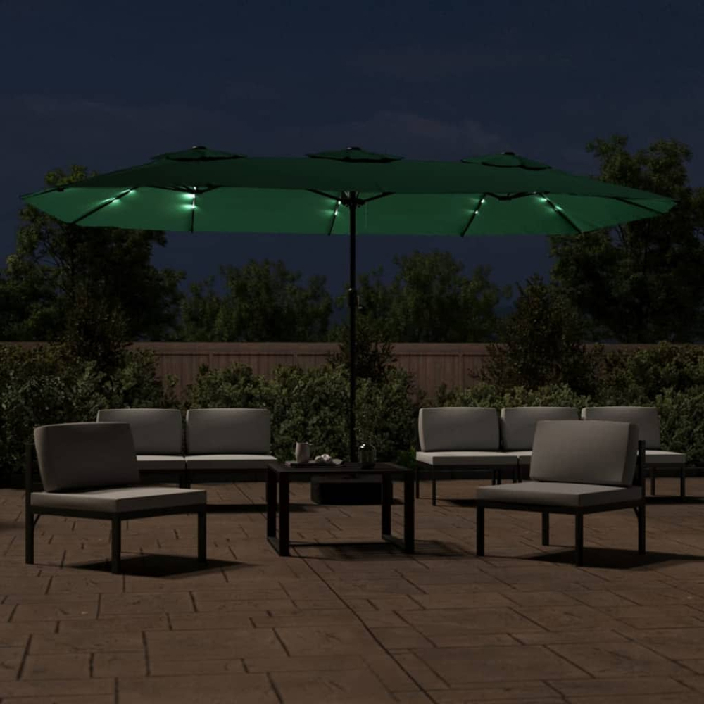 vidaXL Green LED Double Head Parasol 4.5 x 2.6m Image 2