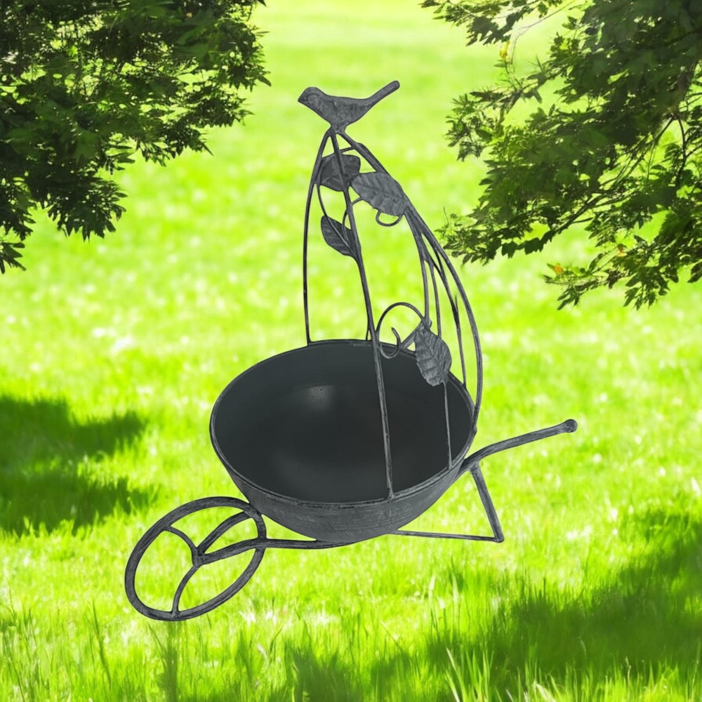 Acacia Home Grey Metal Garden Planter 36cm Image 2