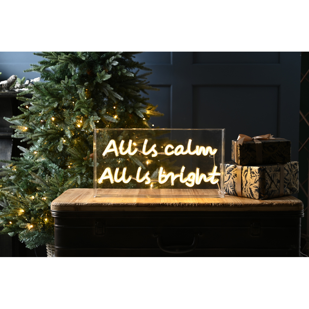 Festive 166 Warm White LED Neon Flex All Is Calm Slogan Sign 43cm Image 2