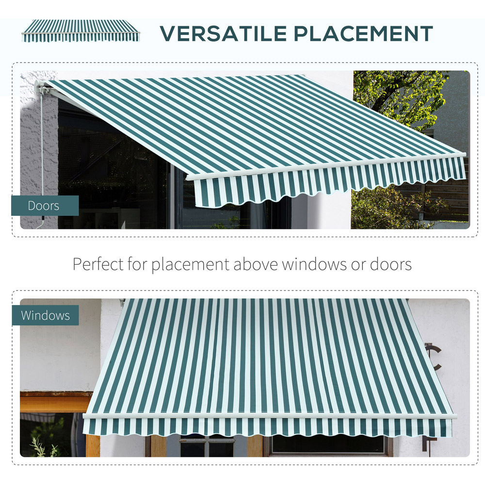 Outsunny Green and White Striped Retractable Awning 3 x 2.5m Image 6