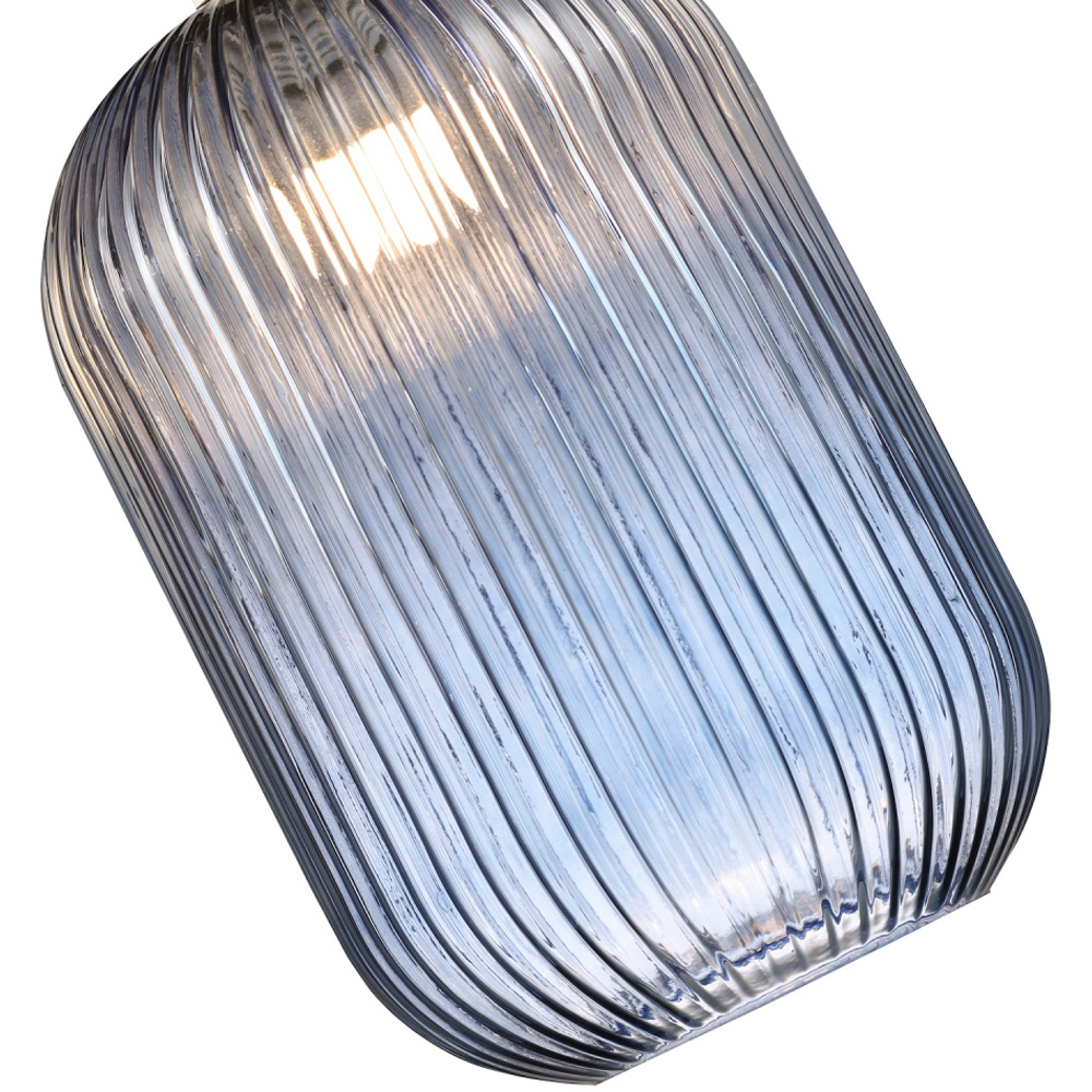 Happy Homewares Chic Navy Midnight Blue Line Ribbed Glass Pendant Shade Image 5