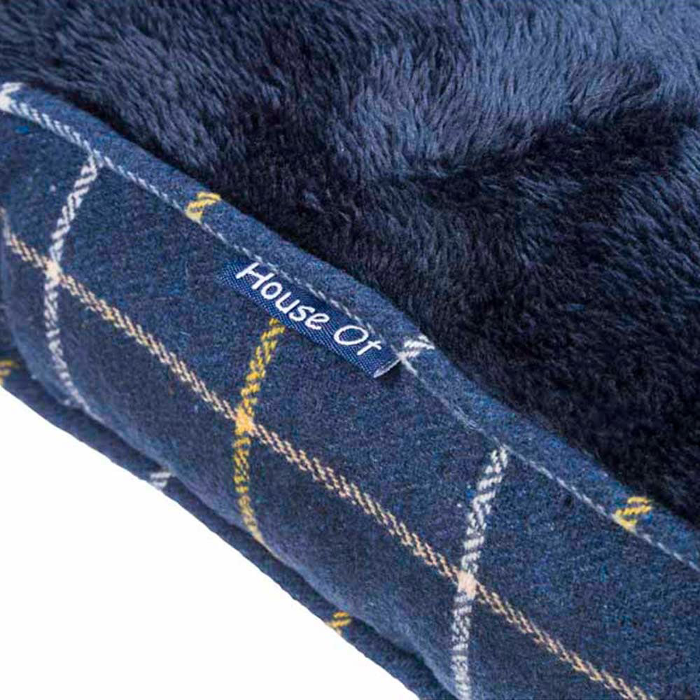 House Of Paws Navy Check Tweed Boxed Duvet Dog Bed Large Image 3