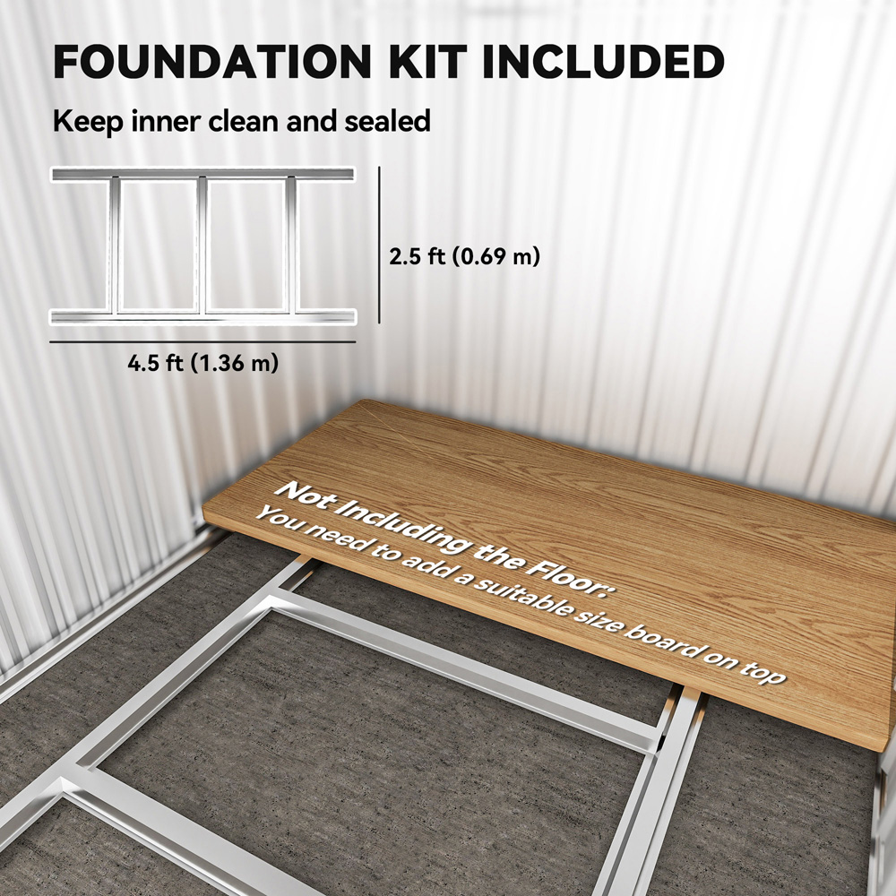 Outsunny 3.6 x 4.5ft Grey Metal Apex Garden Tool Shed Image 6