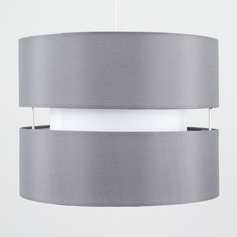 ValueLights Easy Fit Sophia Grey with White Inner Small Pendant Shade Image 3