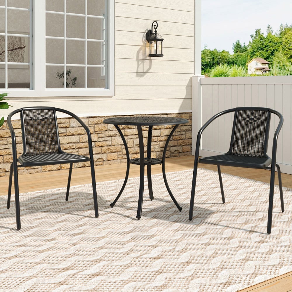 Living and Home 3 Seater Cast Aluminium Bistro Set Image 1
